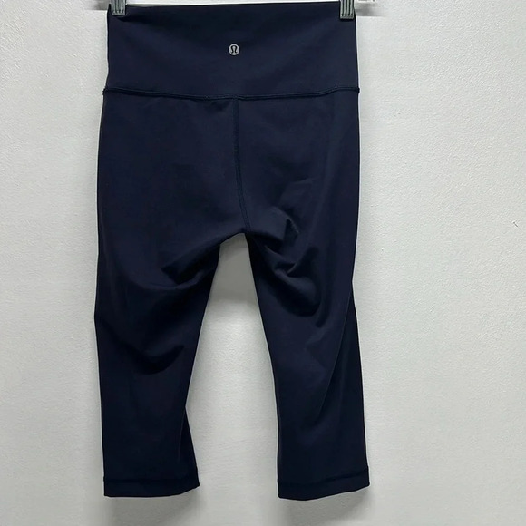 Lululemon Wunder Under Cropped Leggings Hi Rise Tights Luxtreme 17" Onyx Blue 6 - Picture 4 of 7